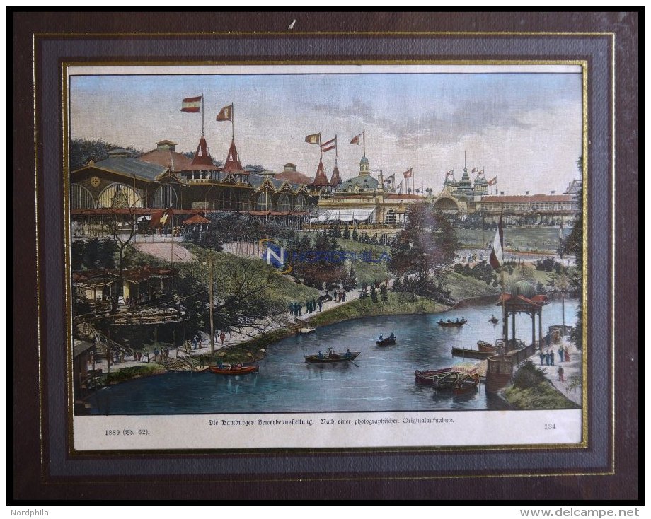 HAMBURG: Die Gewerbeausstellung, Kolorierter Holzstich Aus über Land Und Meer Um 1880 - Lithographies