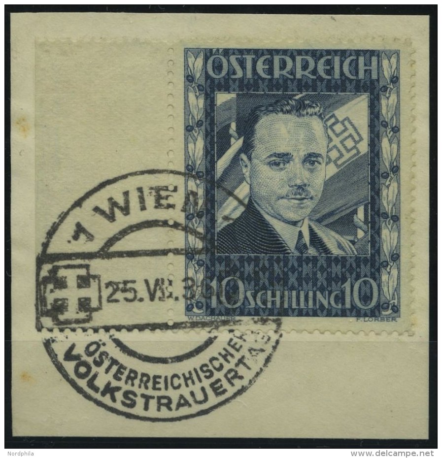 STERREICH 588 BrfStk, 1936, 10 S. Dollfuß, Linkes Randstück, Ersttags-Sonderstempel, Prachtbriefstück, M - Oblitérés