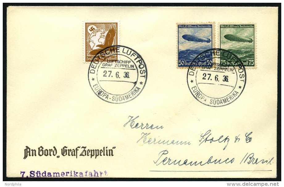 ZEPPELINPOST 353A BRIEF, 1936, 7. Südamerikafahrt, Bordpost Hinfahrt, Prachtbrief - Zeppelin