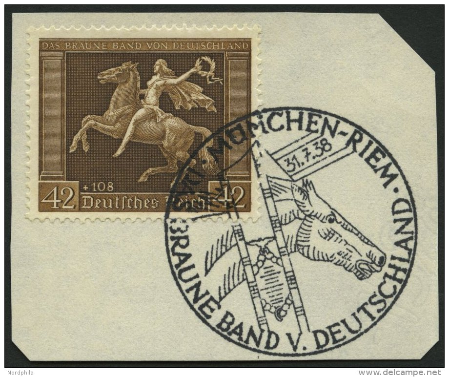 Dt. Reich 671y BrfStk, 1938, 42 Pf. Braunes Band, Waagerechte Gummiriffelung, Sonderstempel, Prachtbriefstück, Mi. - Oblitérés