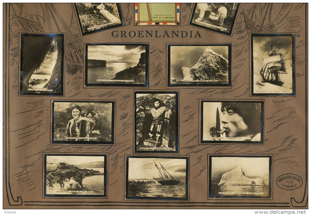 Set Of 13 Pictures Greenland Advert Tabacalera Cubana Cuba Flag Walrus Hunting, Iceberg, Eskimos - Greenland