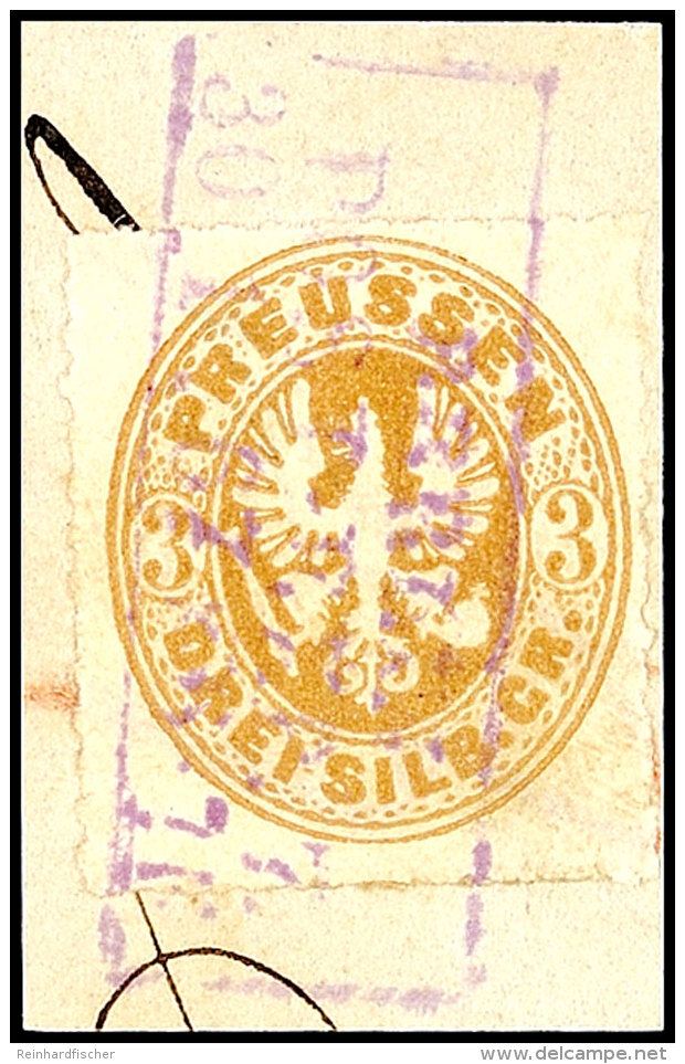 "BERLIN POST-EXP. 7. 30 1 67" - Violetter Ra3, KBHW 295 C, Auf Briefstück 3 Sgr. Wappen. Die Verwendung Von... - Autres & Non Classés