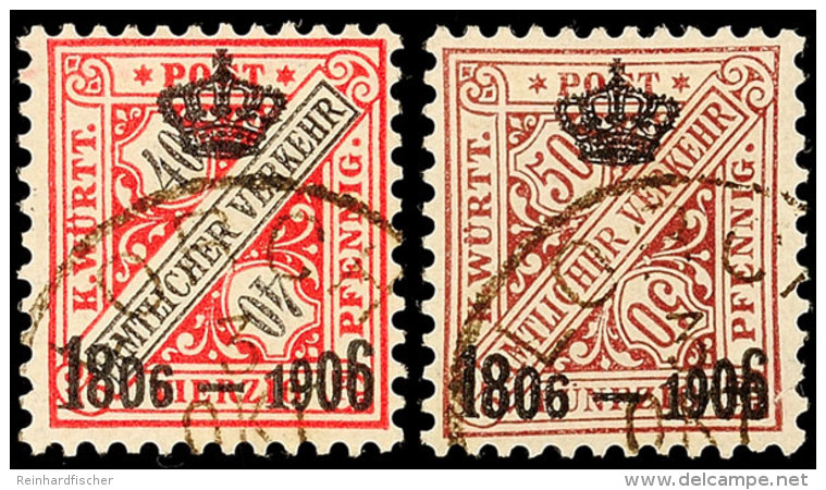 40 U. 50 Pfg Krönchen-Aufdruck "100 Jahre Württemberg", Je Mit Stempel Aus Lorch, Die 50 Pfg Ein Kleiner... - Autres & Non Classés