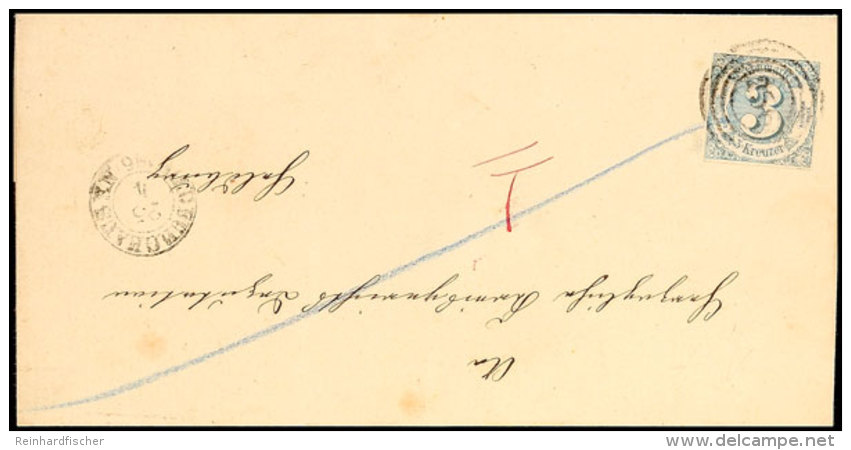 "256" Nebst K2 "HILDBURGHAUSEN 25 4 1861" Auf Postbezirksbrief 3 Kr. Nach Heldburg, Marke Dreiseitig Vollrandig Und... - Autres & Non Classés