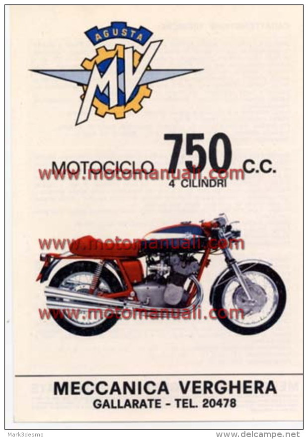 MV Agusta Moto 750 4C Sport 1971 Depliant Originale Genuine Factory Brochure Prospekt - Motoren