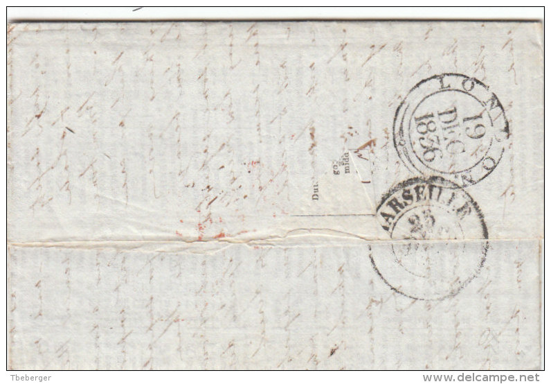 Great Britain England France Cover Entire 1836 LIVERPOOL LONDON ´ANGLETERRE PAR CALAIS´ To MARSEILLE (p99) - ...-1840 Prephilately