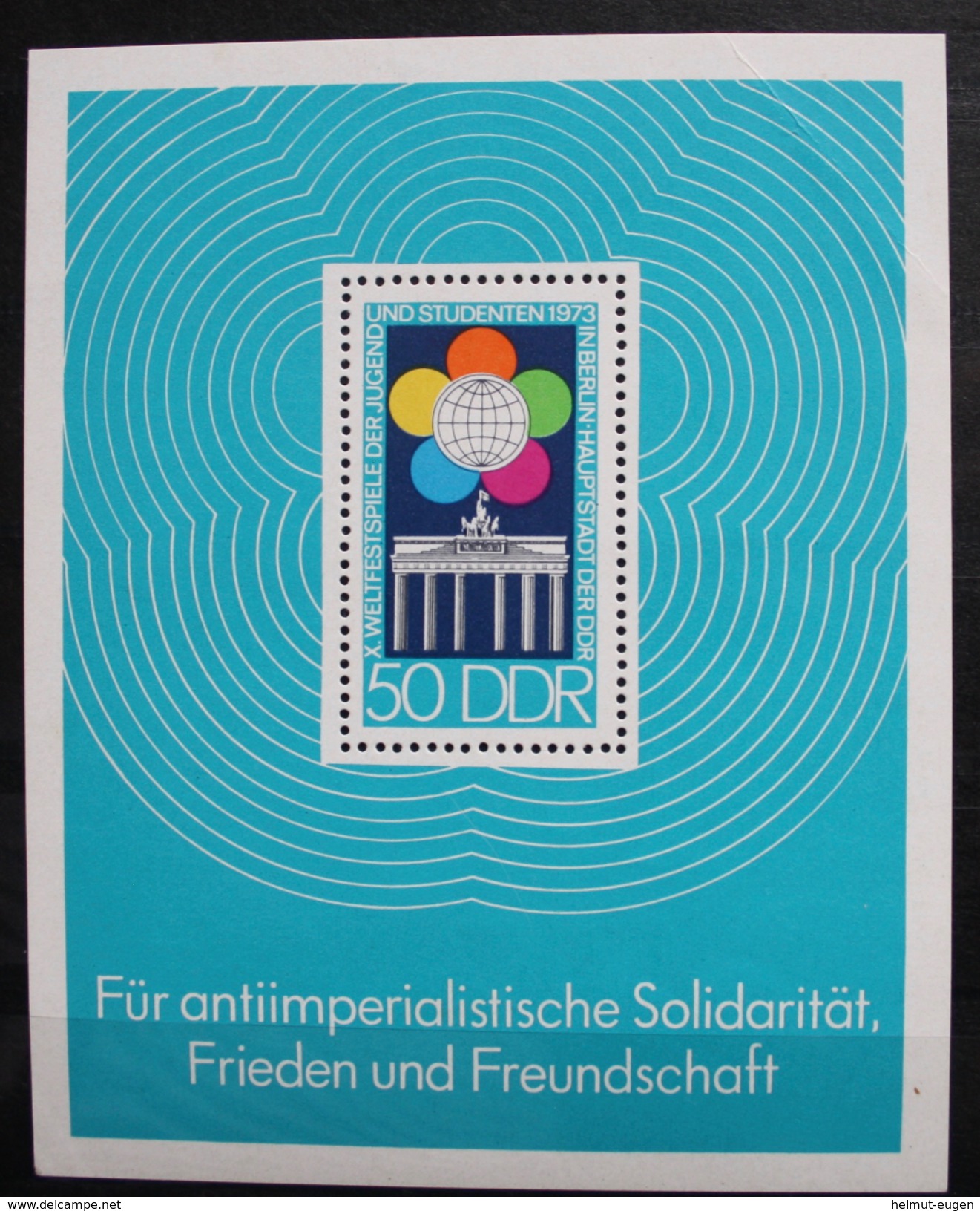 MiNr. 1867 (Block 38) Deutschland Deutsche Demokratische Republik 1973, 26. Juli. Blockausgabe: Weltfestspiele Der Jugen - 1971-1980