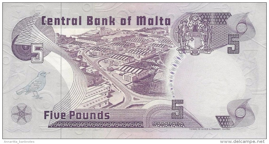 MALTA 5 LIRI 1967 (1979) P-35b UNC WITH 2 DOTS [MT208b] - Malte