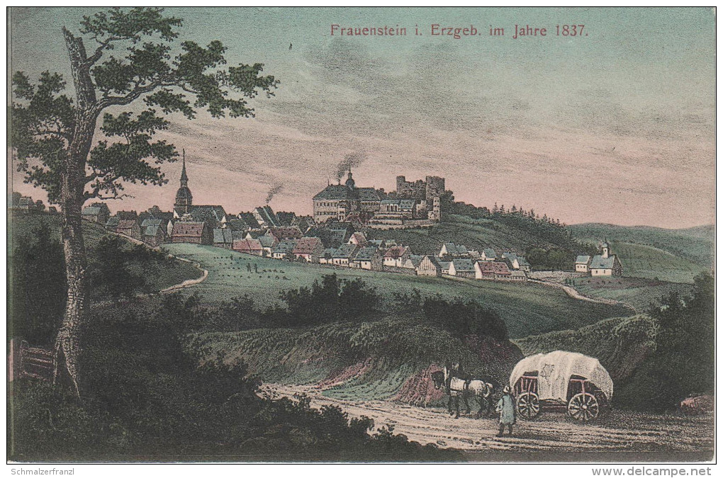 Litho AK Erzgebirge Frauenstein Ruine Burg 1837 Bei Freiberg Dippoldiswalde Hartmannsdorf Reichenau Nassau Hermsdorf - Frauenstein (Erzgeb.)