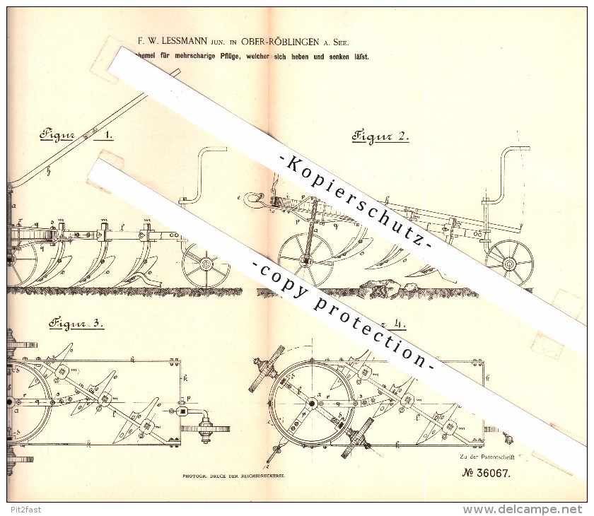 Original Patent - F.W. Lessmann In Ober Röblingen Am See / Seegebiet Mansfelder Land , 1885 , Schemel Für Plüge , Agrar - Röblingen