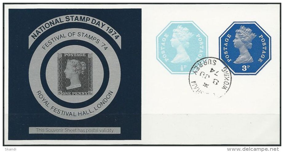 GROSSBRITANNIEN 1974 SOUVENIR SHEET NATIONAL STAMP DAY 1974 O Used - Cinderellas