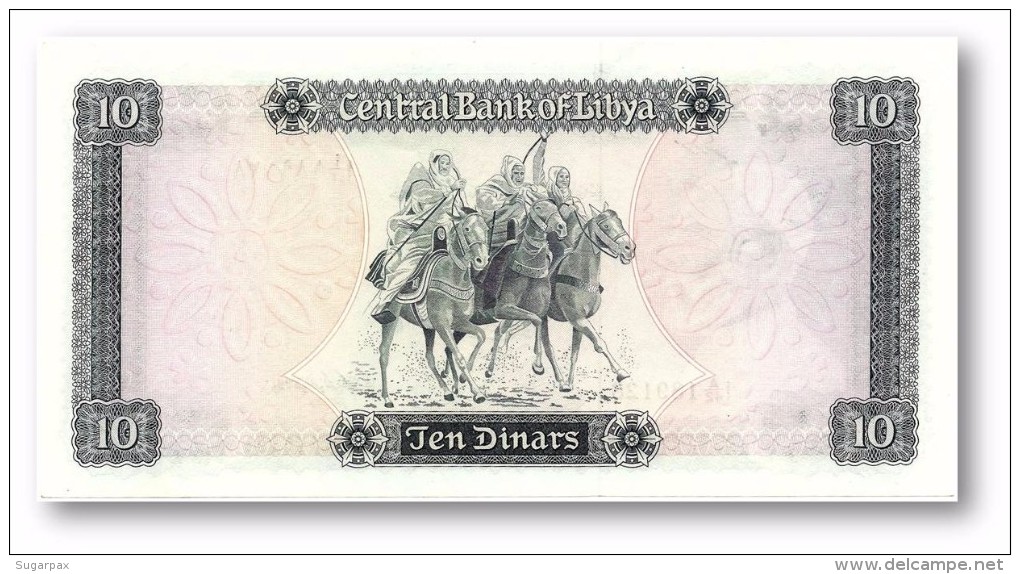 LIBYA - 10 Dinars - (1972 ) With Inscription - P 37.b - Unc. - Sign. 1 - Serie I A/42 ( 192 X 95 ) Mm - 2 Scans - Libia