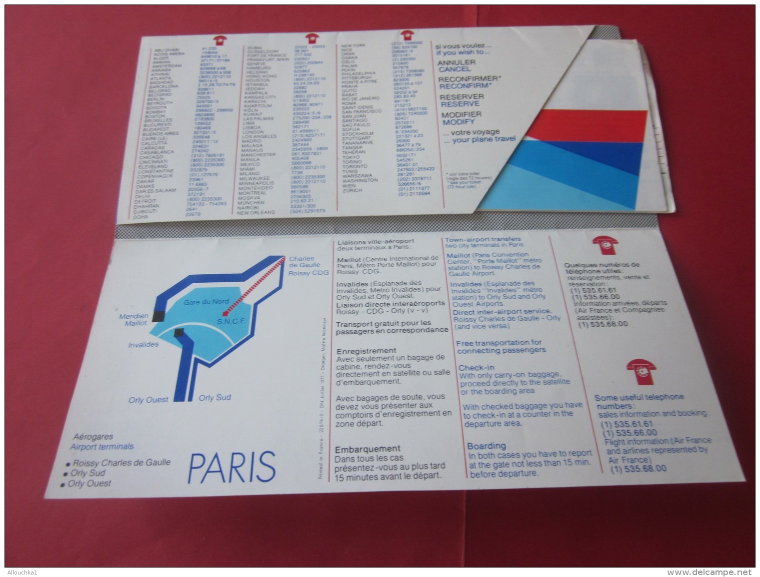 BILLET EMBARQUEMENT AVION AIR INTER TITRE TRANSPORT TICKET LIGNE AERIENNE  TOULON/PARIS  AIRPORT 1978