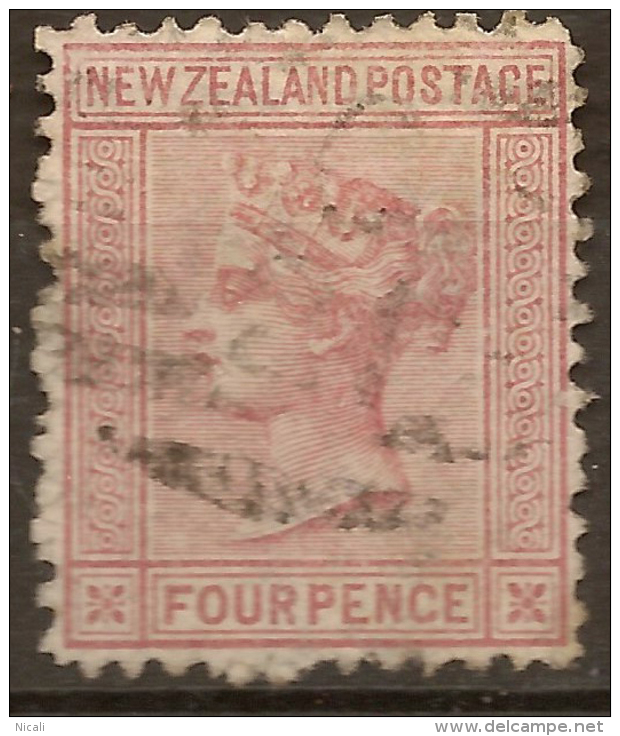 NZ 1874 4d Maroon FSF QV P12.5 SG 155 U #UK316 - Gebruikt