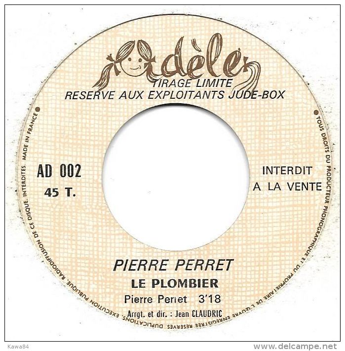 SP 45 RPM (7")  Pierre Perret  "  Le Plombier  "  Juke-box Promo - Collectors