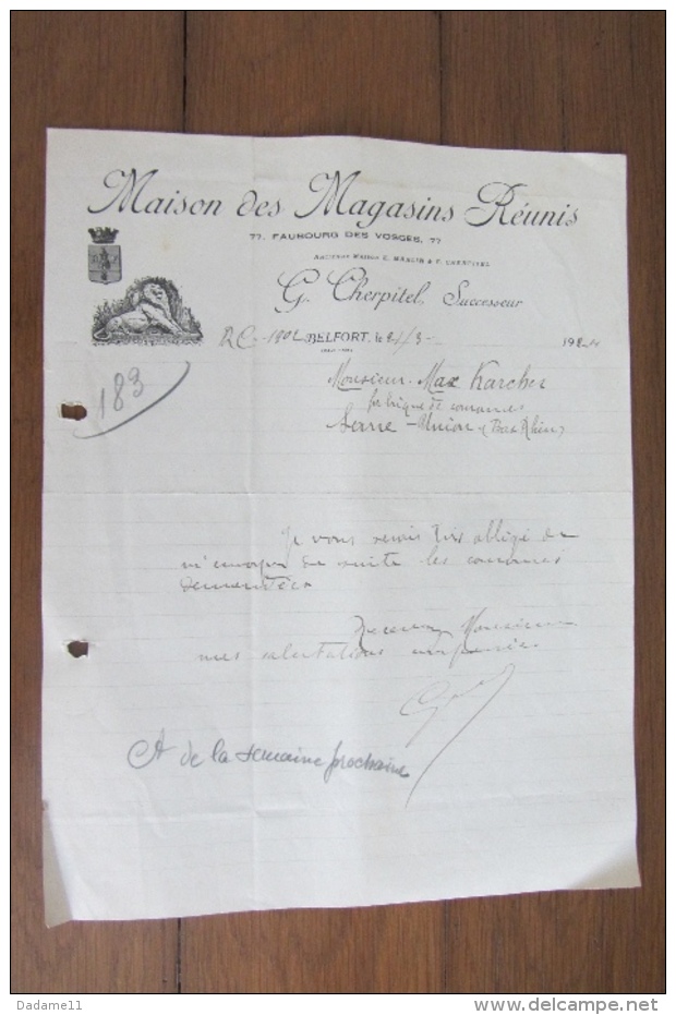 Courrier De Maisons Des Magasins Réunis  Des  Années 20 - ... - 1799