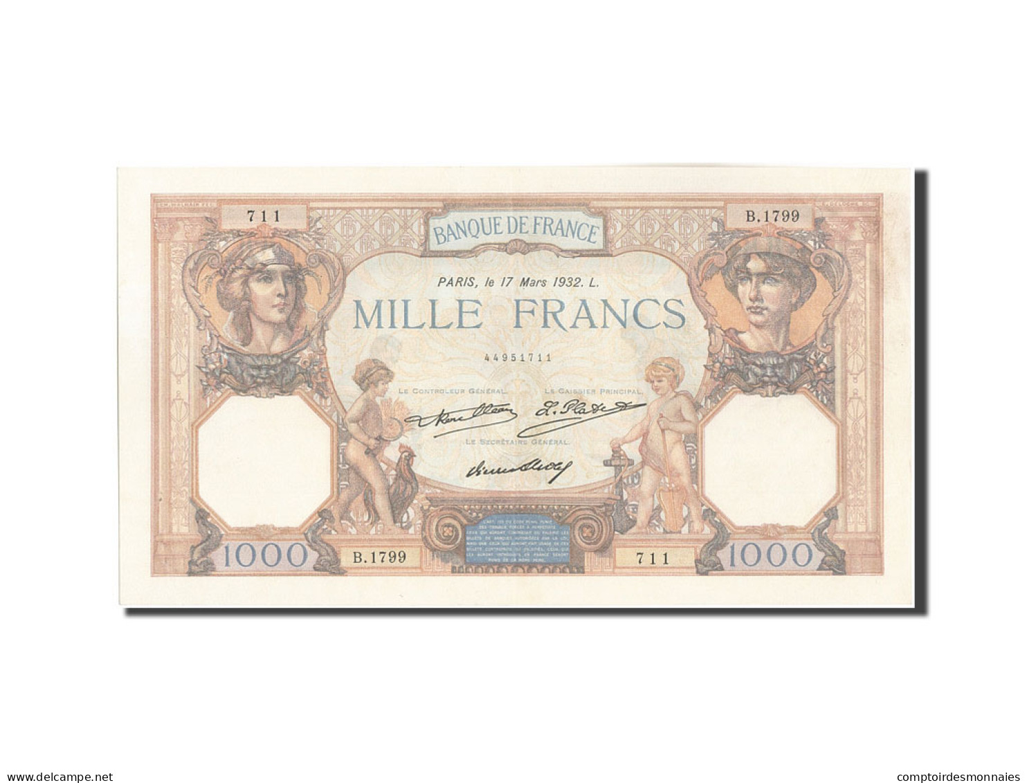 Billet, France, 1000 Francs, 1 000 F 1927-1940 ''Cérès Et Mercure'', 1932 - 1 000 F 1927-1940 ''Cérès Et Mercure''