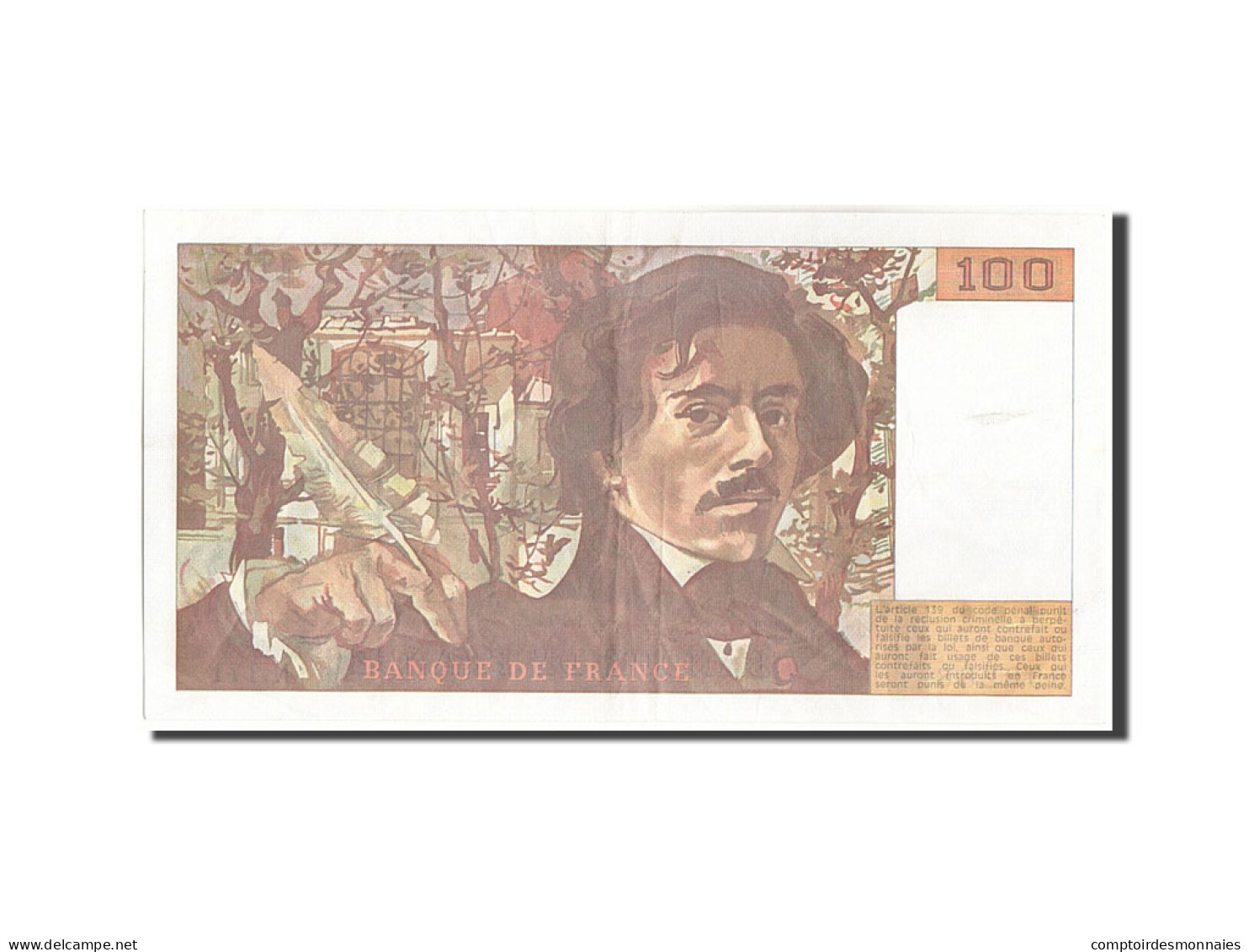 Billet, France, 100 Francs, 100 F 1978-1995 ''Delacroix'', 1991, 1991, TTB - 100 F 1978-1995 ''Delacroix''