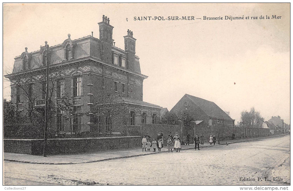 59-SAINT-POL-SUR-LER- BRASERIE DEJUMNE ET RUE DE LA MER - Saint Pol Sur Mer