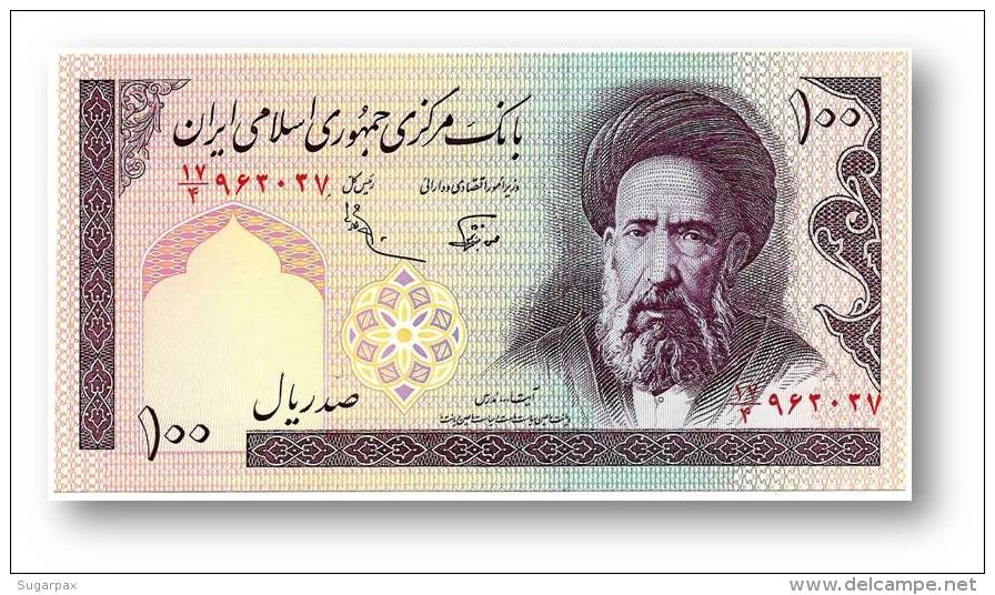 IRAN - 100 Riyals ( 1985 -  ) Pick 140.d Sign. 25 Unc. Serie 17/4 - Wmk Arms - Islamic Republic Ayatollah Moddaress - Iran