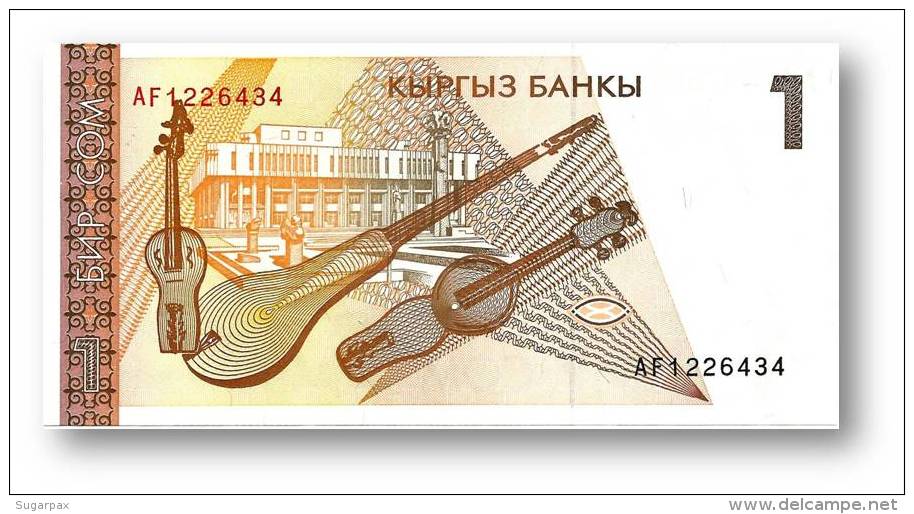 KYRGYZSTAN - 1 Som - ND ( 1994 ) - P 7 - UNC. - Série AF - Abdilas Maldibayeff - 2 Scans - Kirghizistan