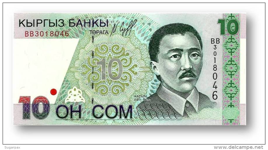 KYRGYZSTAN - 10 Som - 1997 - P 14 - UNC. - Série BB - Kassim - 2 Scans - Kirghizistan