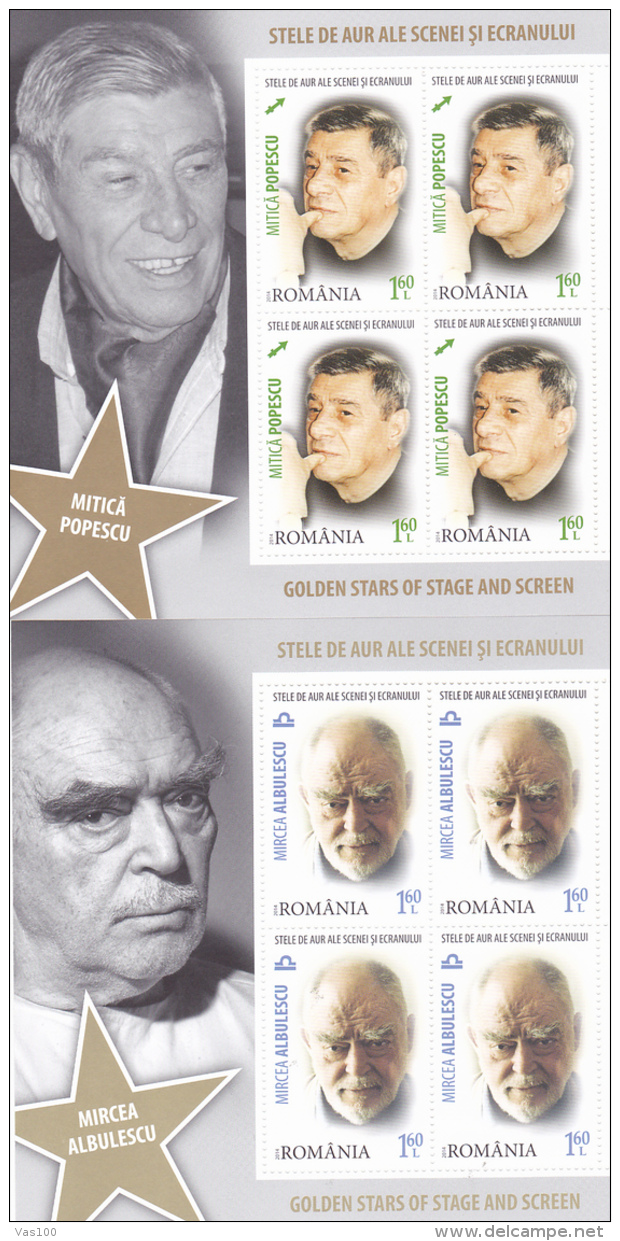 # T 120  ACTORS, ROMANIAN CINEMA, 2014, MNH** , MINISHEET, ROMANIA - Ungebraucht