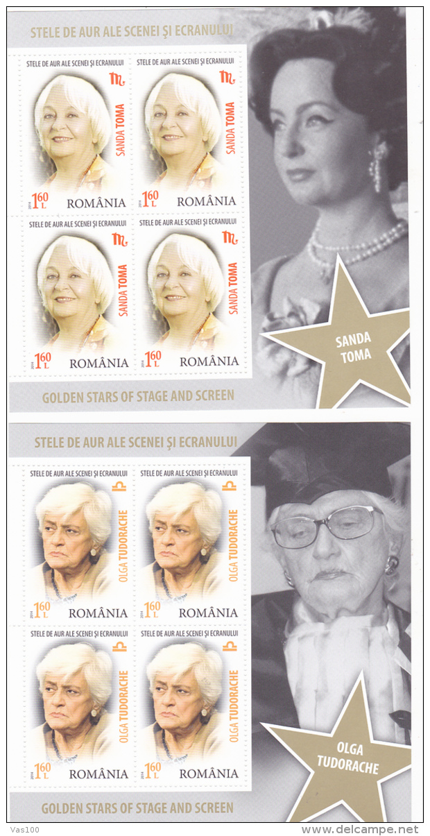 # T 120  ACTORS, ROMANIAN CINEMA, 2014, MNH** , MINISHEET, ROMANIA - Ungebraucht