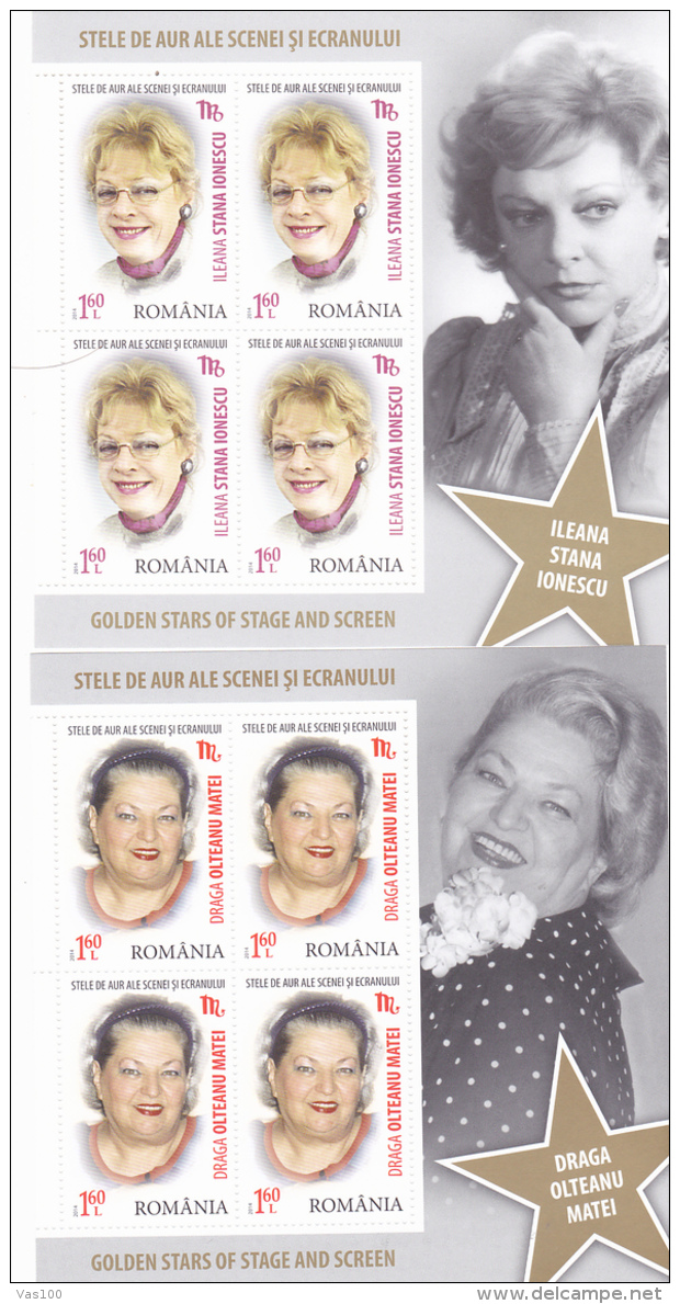 # T 120  ACTORS, ROMANIAN CINEMA, 2014, MNH** , MINISHEET, ROMANIA - Ungebraucht