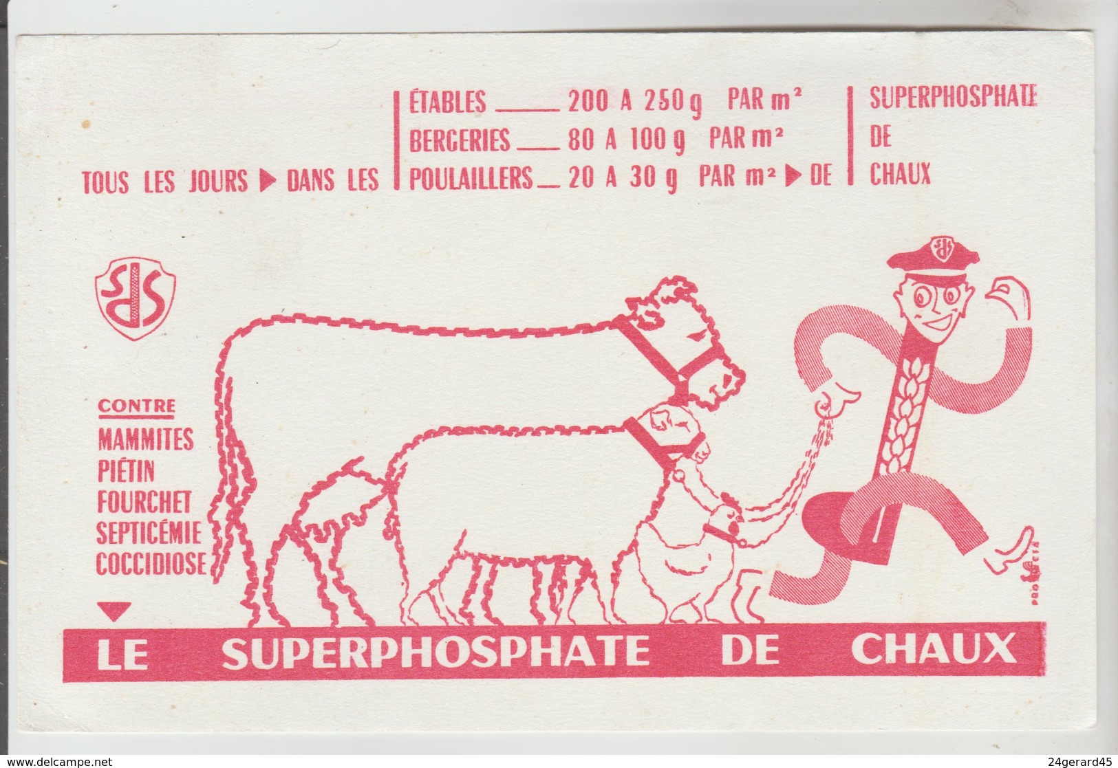 BUVARD AGRICULTURE ENGRAIS - Tous Les Jours Dans Les étables "Le Superphosphate De Chaux" - Farm