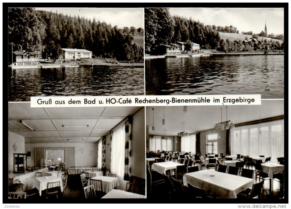 6369 - Alte MBK Ansichtskarte - Rechenberg Bienenmühle HO Cafe Gaststätte Innenansicht Gel 1975 - Freibad - Rechenberg-Bienenmühle