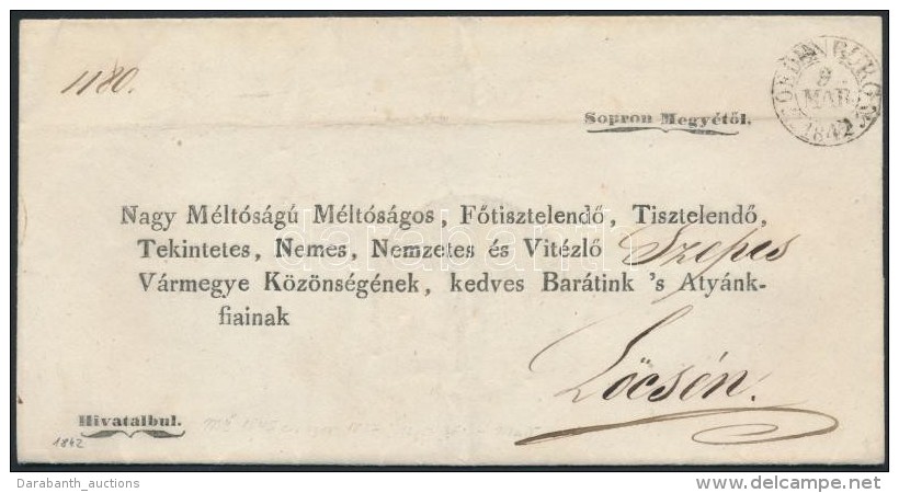 1842 Hivatalos Levél 'OEDENBURG' - LÅ‘cse - Autres & Non Classés