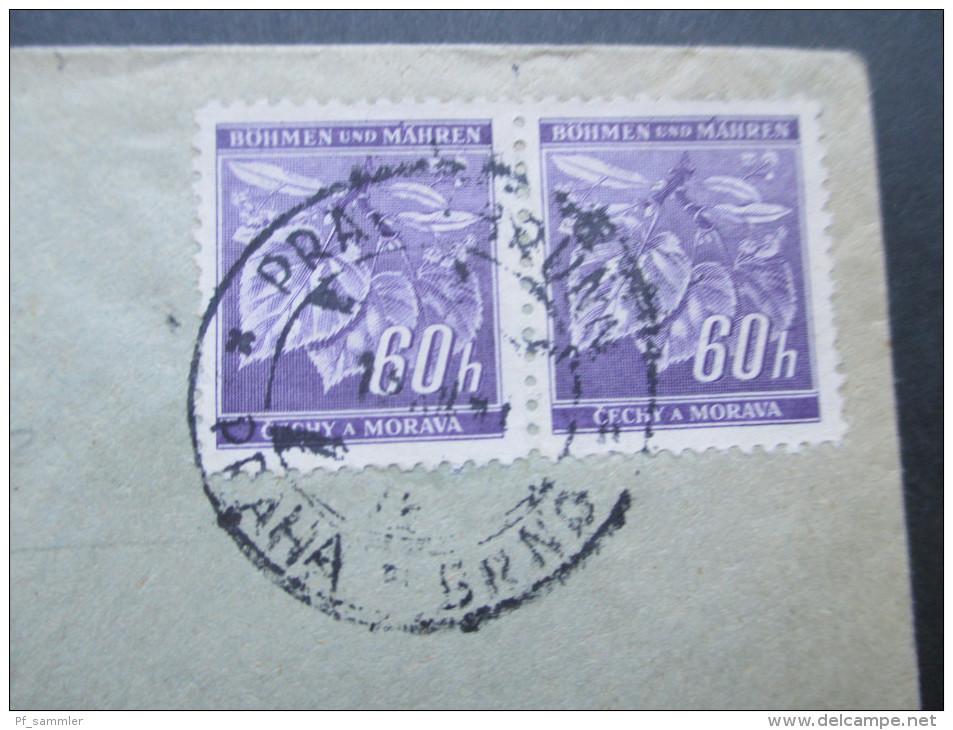 Böhmen Und Mähren 1941 Nr. 65 Waagerechtes Paar / MeF Mit Bahnpoststempel Praha - Brno - Cartas & Documentos