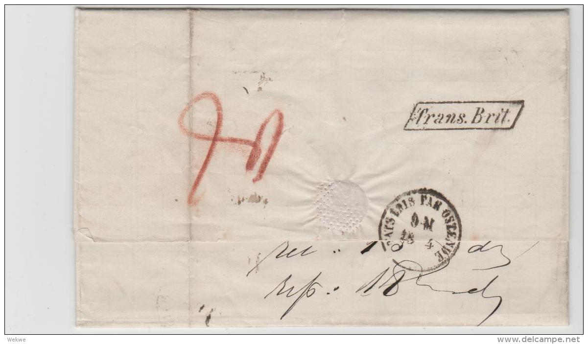 USA030 / Per N.Y., Onforwarding Agent Mit Trans. Brit. Und Via Ostende 1871 Nach Antwerpen - …-1845 Préphilatélie