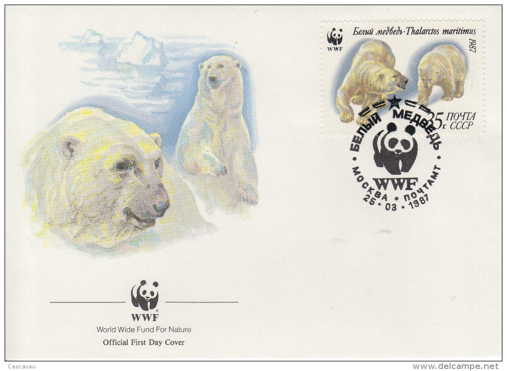 Enveloppe  FDC   1er   Jour    U.R.S.S     OURS  POLAIRE      WWF    1987 - FDC