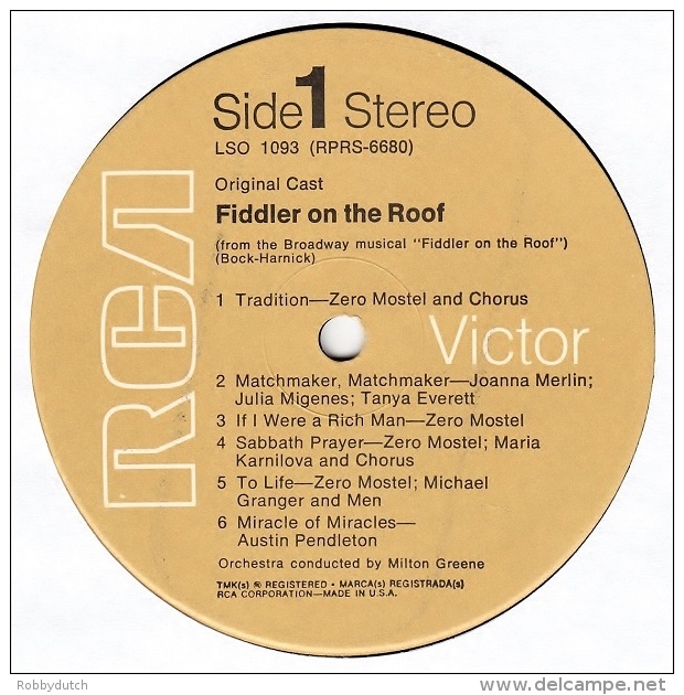 * LP *  FIDDLER ON THE ROOF - Original Cast Recording. (USA 1967 EX-!!!) - Musicals