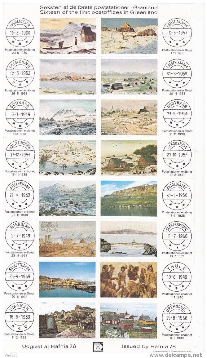# 182   SIXTEEN OF THE FIRST POST OFFICES, GREENLAND, 1976, USED, 16 STAMPS, GREENLAND - Oblitérés