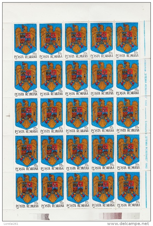 1992 - STEMA ROMANIAI  Mi No 4848 - Feuilles Complètes Et Multiples