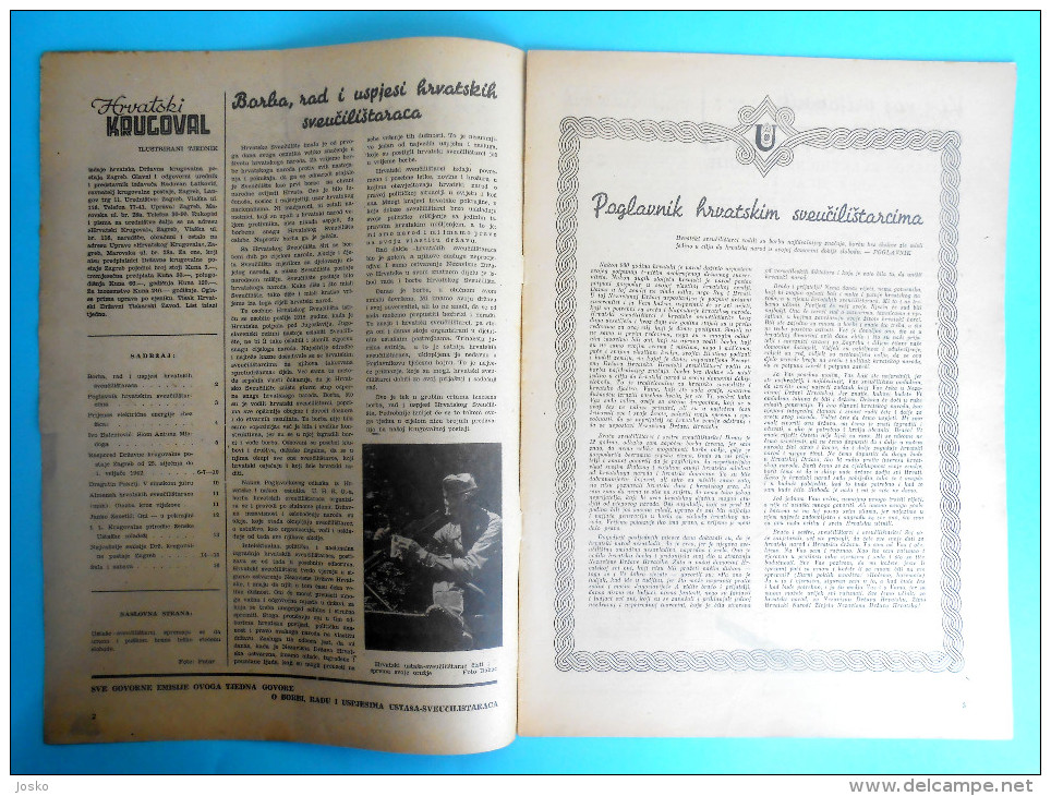 WW2 - CROATIA ( NDH ) - USTASE & POGLAVNIK CROATIAN UNIVERSITY STUDENTS Orig. Vintage Magazine Hrvatski Krugovall 1942. - Andere & Zonder Classificatie