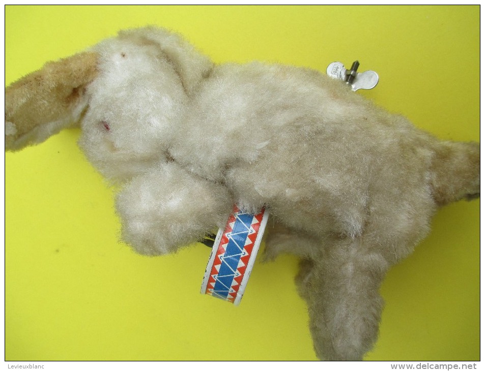 Lapin Peluche  Jouant Du Tambour/Automate/Automat Marc/ West Germany/Années 1960      JE187 - Oud Speelgoed