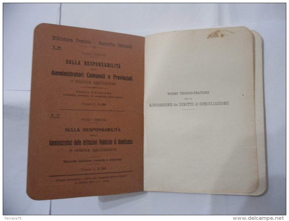 RISCOSSIONE DEI DIRITTI DI CONCILIAZIONE TIPOGRAFIA ED. OSTINELLI COMO 1919 - Law & Economics