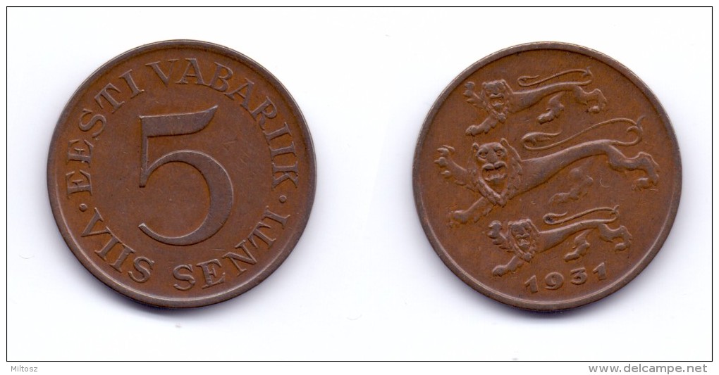 Estonia 5 Senti 1931 - Estonie