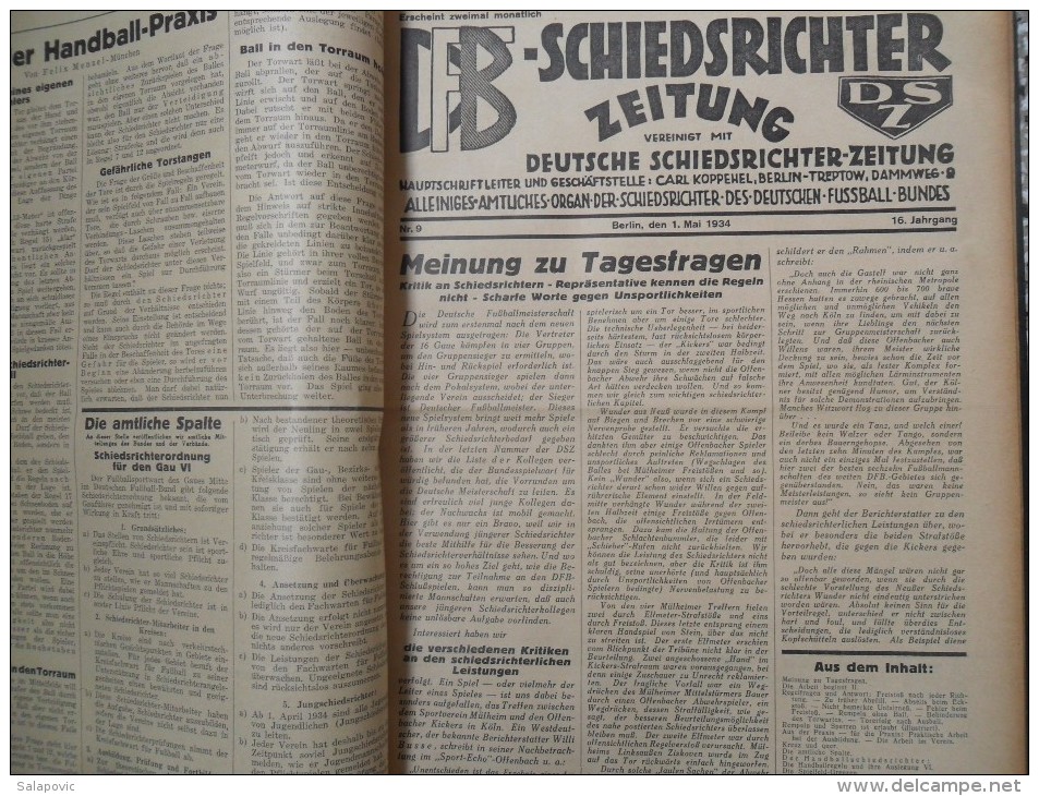 SCHIEDSRICHTER ZEITUNG 1934 (FULL YEAR, 24 NUMBER), DFB  Deutscher Fußball-Bund,  German Football Association