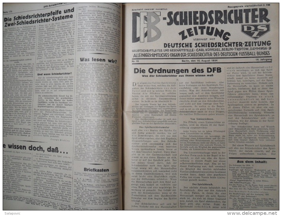 SCHIEDSRICHTER ZEITUNG 1934 (FULL YEAR, 24 NUMBER), DFB  Deutscher Fußball-Bund,  German Football Association