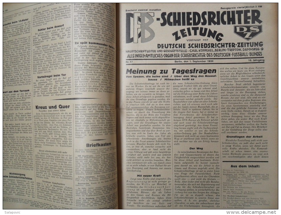 SCHIEDSRICHTER ZEITUNG 1934 (FULL YEAR, 24 NUMBER), DFB  Deutscher Fußball-Bund,  German Football Association