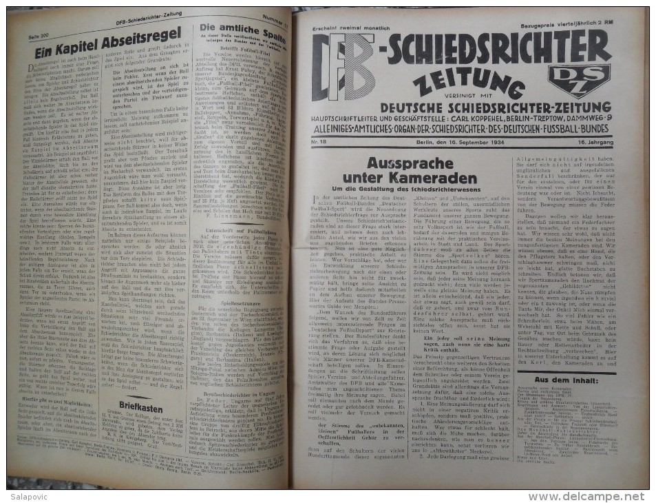 SCHIEDSRICHTER ZEITUNG 1934 (FULL YEAR, 24 NUMBER), DFB  Deutscher Fußball-Bund,  German Football Association