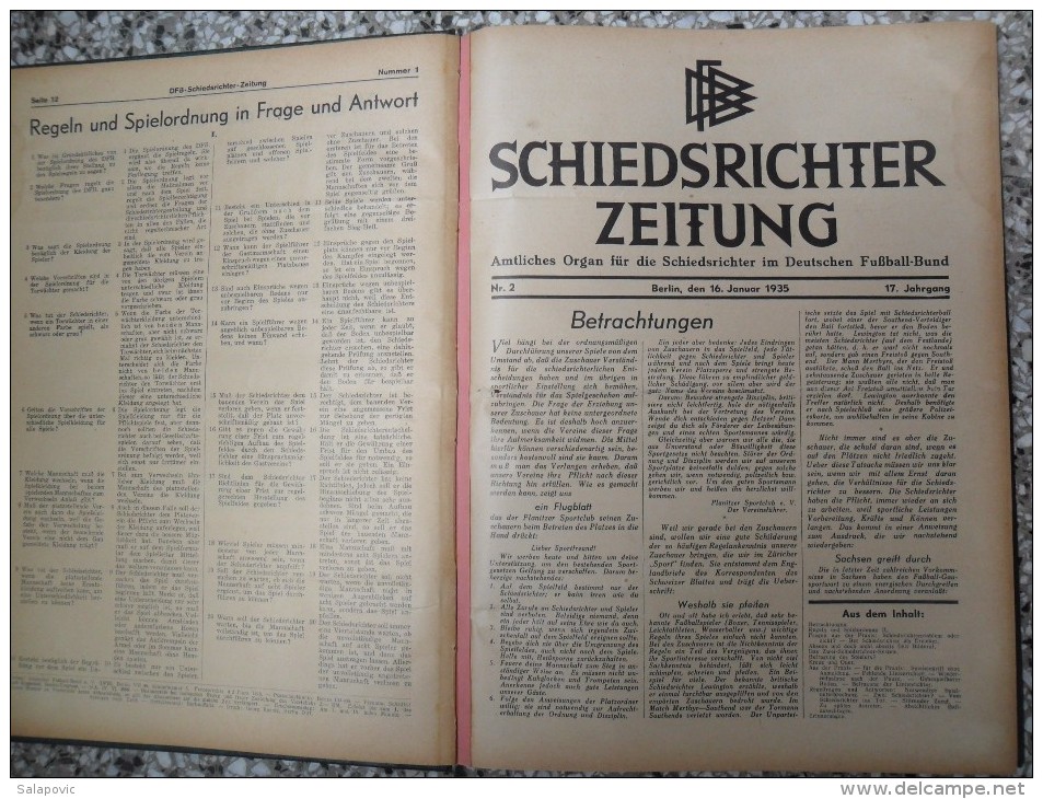 SCHIEDSRICHTER ZEITUNG 1935 (FULL YEAR, 24 NUMBER), DFB  Deutscher Fußball-Bund,  German Football Association - Bücher