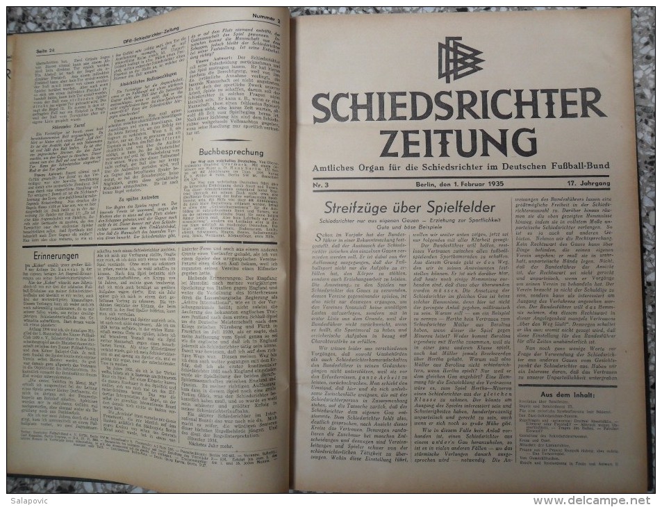 SCHIEDSRICHTER ZEITUNG 1935 (FULL YEAR, 24 NUMBER), DFB  Deutscher Fußball-Bund,  German Football Association - Books