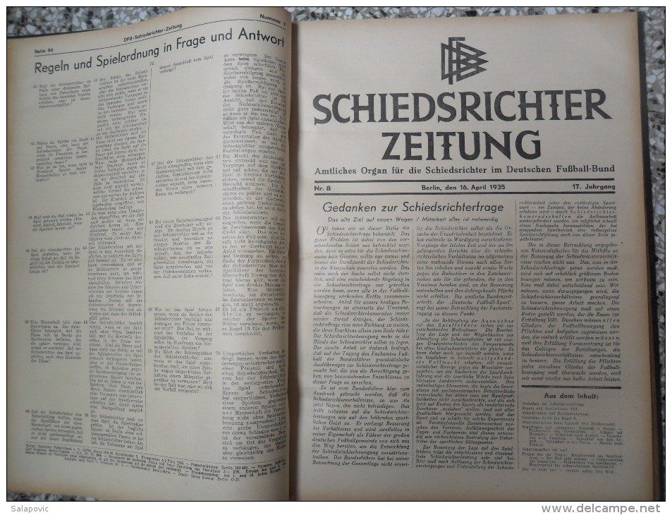 SCHIEDSRICHTER ZEITUNG 1935 (FULL YEAR, 24 NUMBER), DFB  Deutscher Fußball-Bund,  German Football Association
