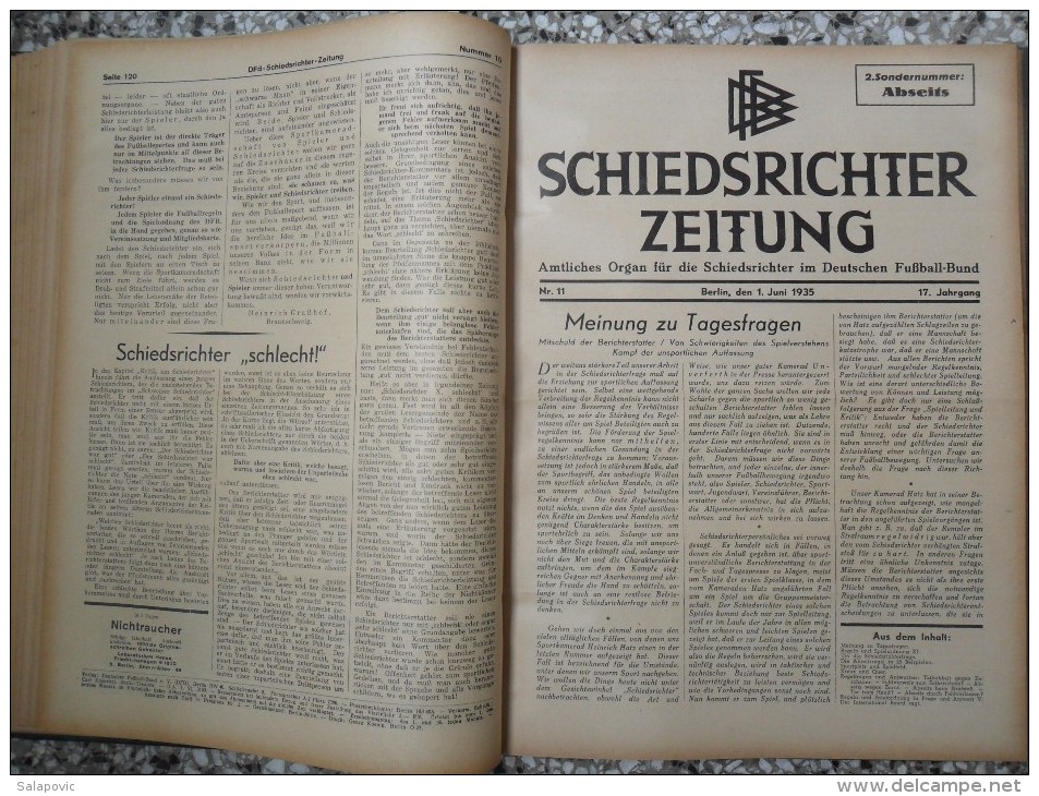 SCHIEDSRICHTER ZEITUNG 1935 (FULL YEAR, 24 NUMBER), DFB  Deutscher Fußball-Bund,  German Football Association